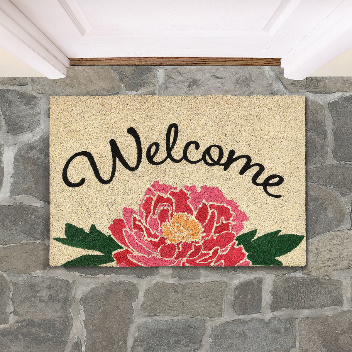 Doormat Peony Welcome