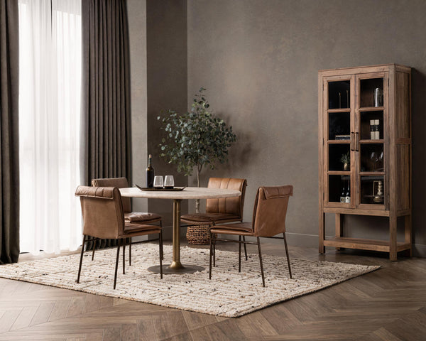 Malani Travertine Round Dining Table lifestyle