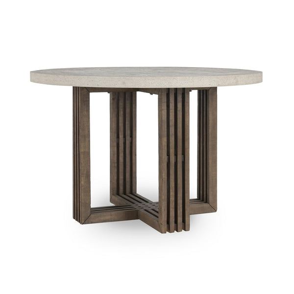 Aspen Reclaimed Pine 47" Round Dining Table Distressed Brown/Weathered Chalk