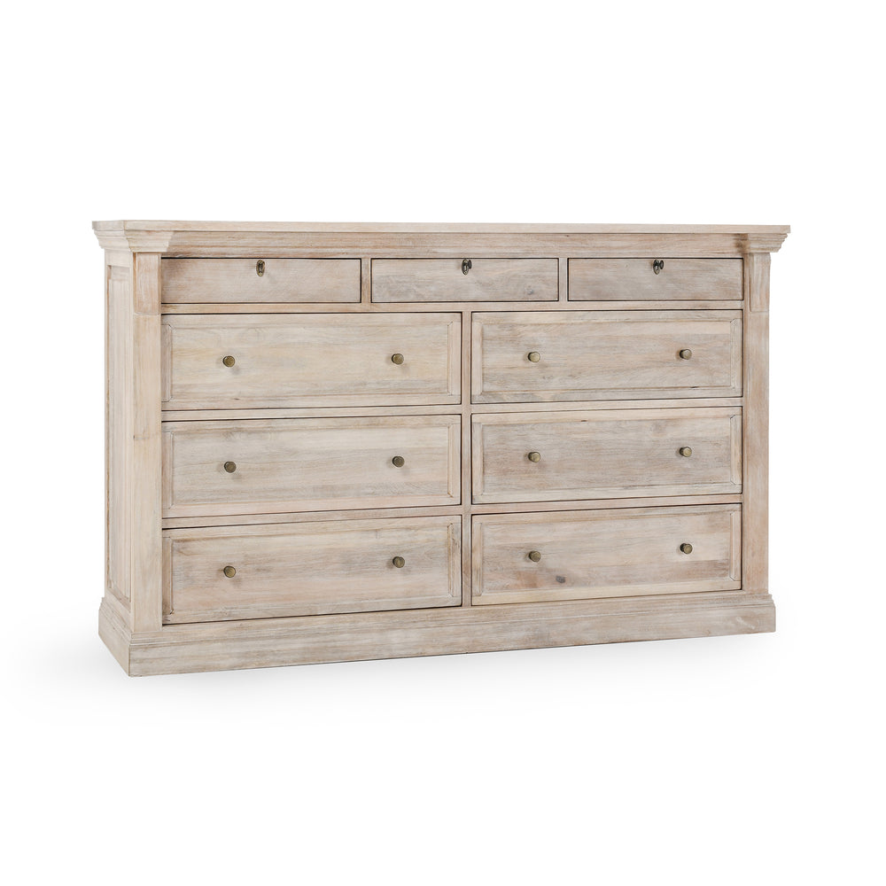 Adelaide 9 Drawer Dresser - Natural Cream Wash