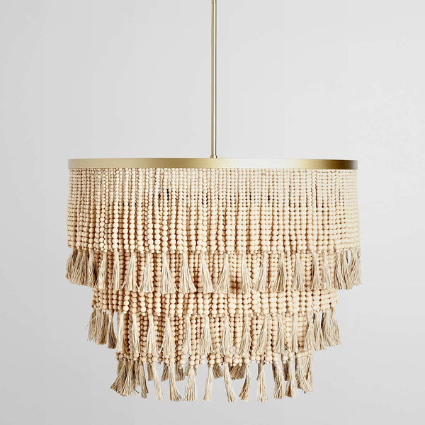 Brittany Wood Beaded Round Chandelier