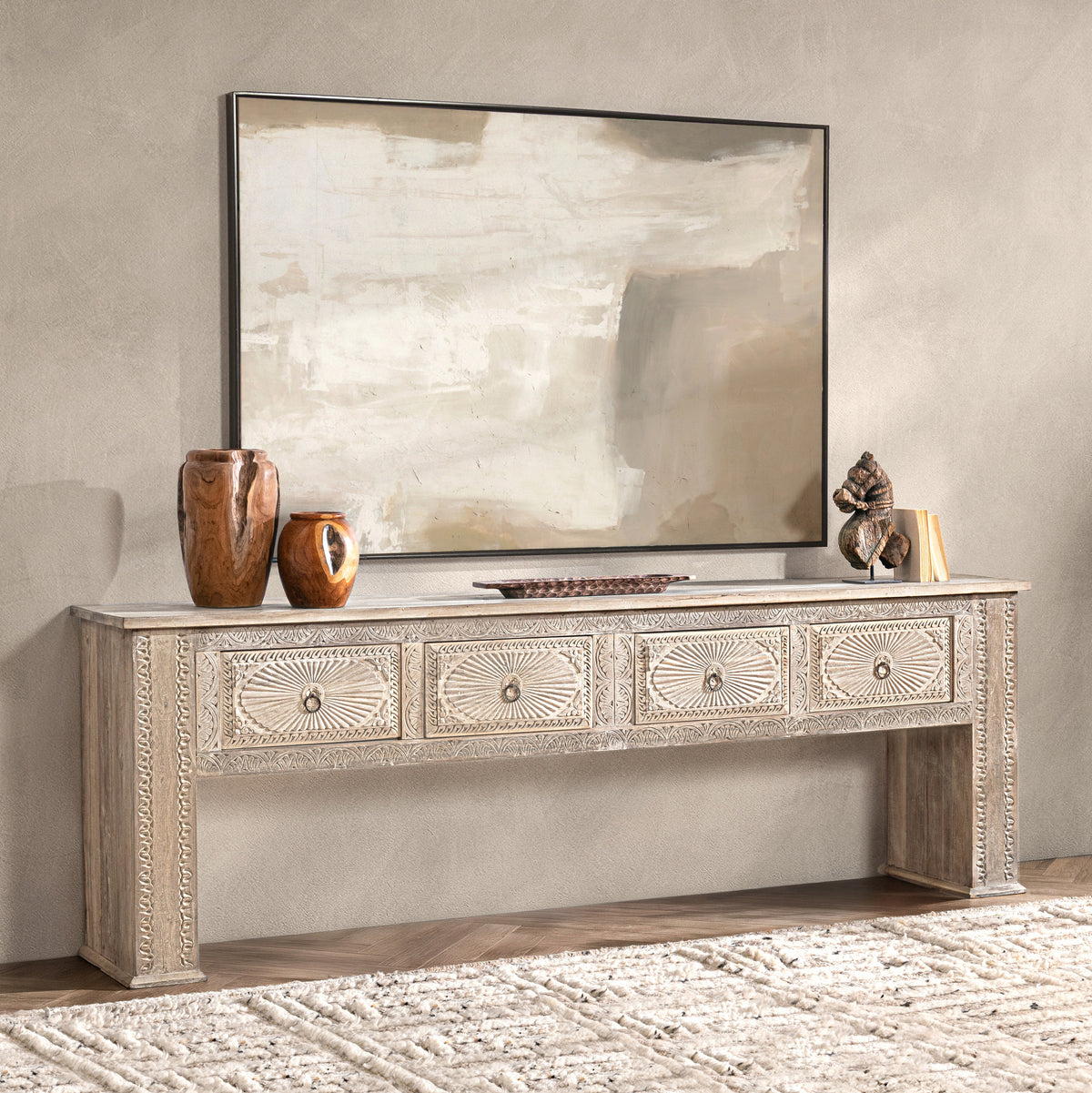 Qena 4 Drawer Console Table