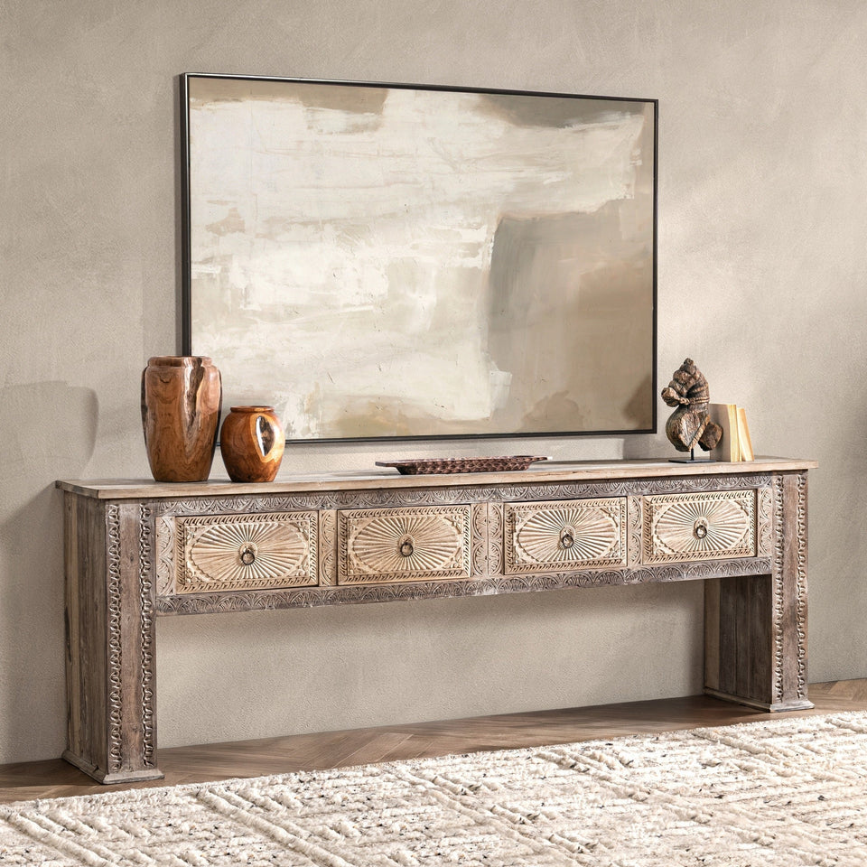 Qena 4 Drawer Console Table