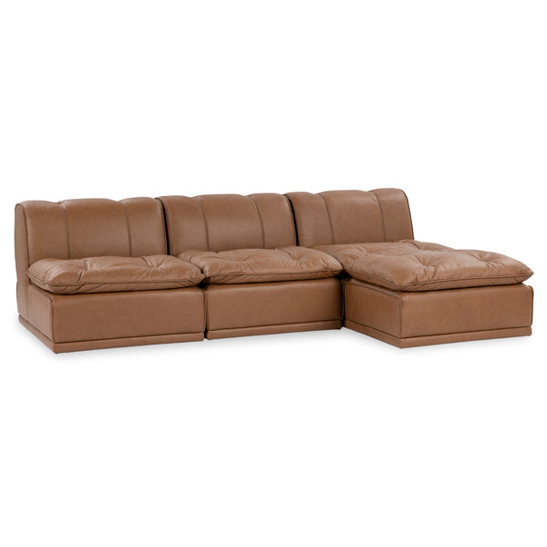 Haven Leather Modular 3pc Sectional w/ Ottoman